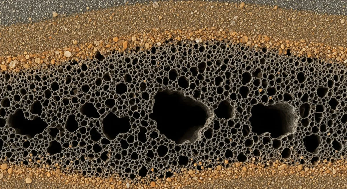 Microscopic view of a porous rock sample
