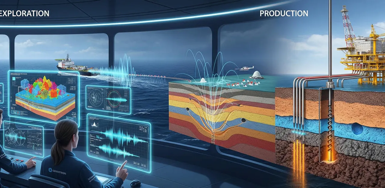Geologists analyzing seismic data
