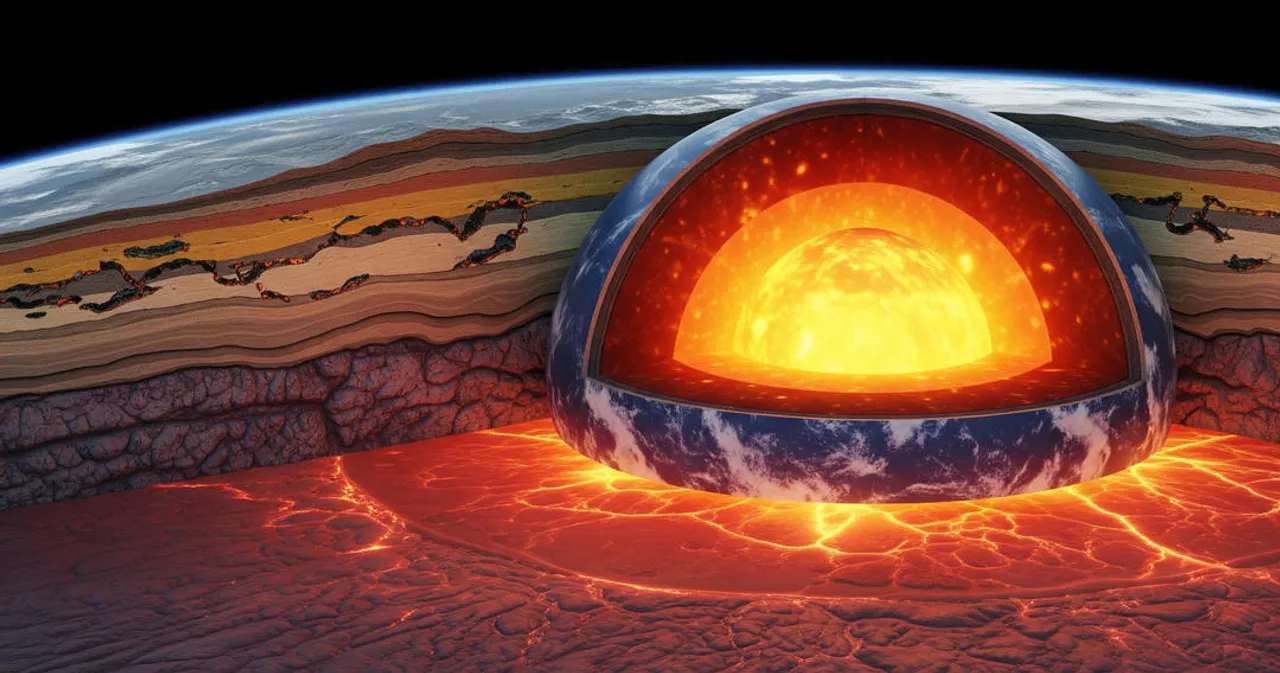 Cross section of Earths layers